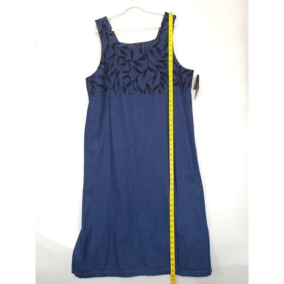 Original TY Wear Denim Overall Maxi Dress Embroidered Women‎ 20 W Blue Modest - Picture 3 of 10